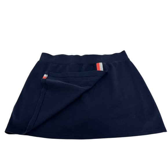 T By Talbots Womens Navy Tech Pique Wrap Skort Coral & White Stripe SZ Large - Picture 10 of 10